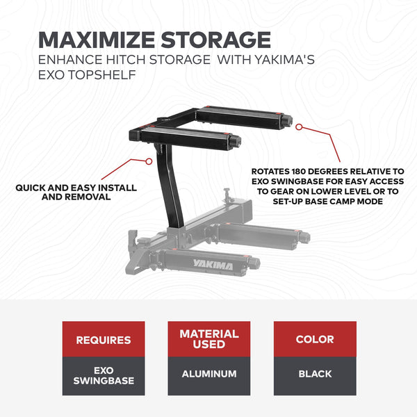 Yakima EXO TopShelf Second Level Hitch Base Rack Storage System with 2 SKS Locks