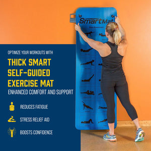 Prism Fitness 16mm Thick Smart Self-Guided Stretching and Exercise Mat, Blue