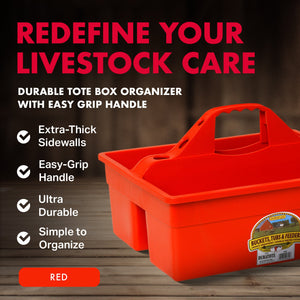 Little Giant DuraTote Plastic Box Organizer w/2 Compartments & Grip Handle, Red