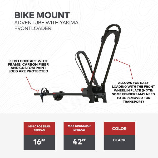 Yakima FrontLoader 1 Bike Car Rooftop Mount, Fits StreamLine Crossbar Black