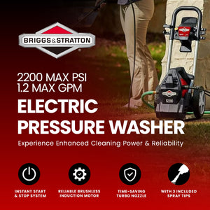 Briggs & Stratton 2200 Max PSI/1.2 Max GPM Electric Pressure Washer w/25 ft Hose - TRAPSKI
