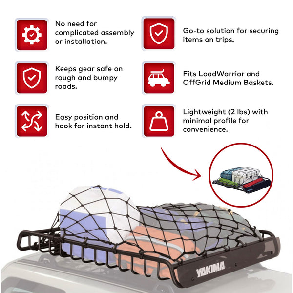 YAKIMA Cargo Roof Basket Stretch Net for LoadWarrior and OffGrid Medium Baskets