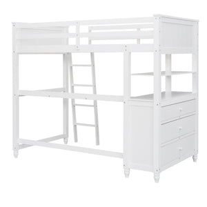 Loft Bed With Drawers With Desk And Shelves