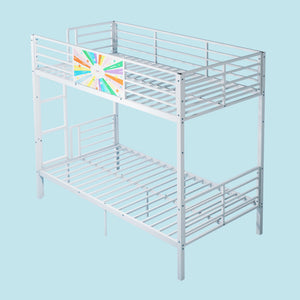 Bunk Bed, Convertible To 2 Separate Twin Size Beds & Full Length Guardrail & Ladder, No Box Spring Needed - White