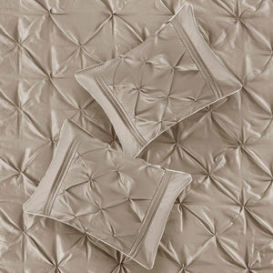 7 Piece Tufted Comforter Set Taupe King