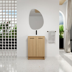 Floating Bathroom Vanity With Sink, Wall Mounted Double Door Storage