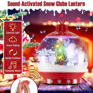 68 Inch Festive Musical Christmas Street Lamp Post with Snow Globe Lantern-Red