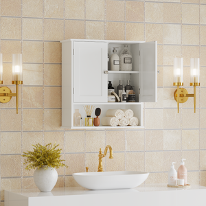 Bathroom Wall Cabinet with Door and Adjustable Shelves