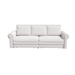 3 In 1 Convertible Sleeper Sofa With Nailhead Trim & Rolled Arm