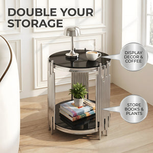 Modern Luxury Coffee Table and Side Table Set, 2-Piece Oval