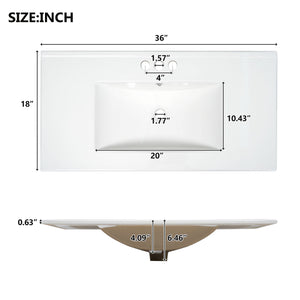 Shaker Free Standing Bathroom Vanity Cabinet & Sink, Soft Close Drawers, Soft Close Doors
