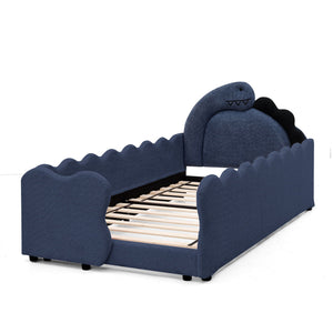 Cute Dinosaur Shaped Bed With Safety Guardrail, Toddler Frame