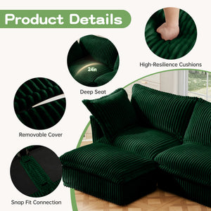 Slipcovered U Shape Sectional Deep Seat Sofa