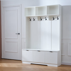 49.6" 5-in-1 Hall Tree with Bench, Shoe Storage & Cabinets