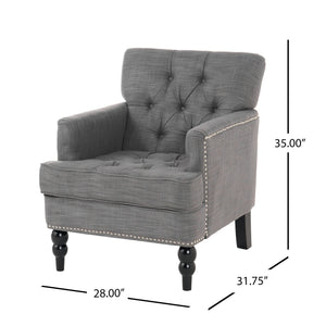 Harrison Tufted Club Chair with Button Tufted Back and Birch Wood Legs