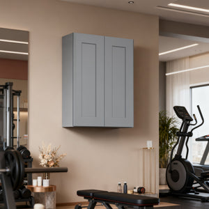 Gray Shaker Solid Wood Wall Cabinet with Soft-Close Doors