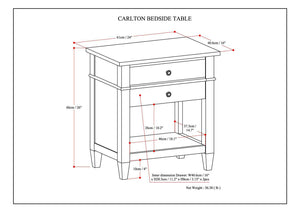 Carlton - Bedside Table - Rustic Natural Aged Brown