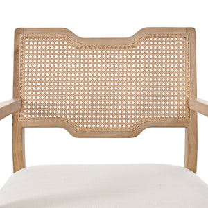 Farmhouse Dining Chairs Set of 2 with Upholstered Seats and Rattan Backrest