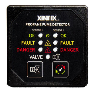 Fireboy-Xintex Propane Fume Detector w/2 Plastic Sensors - No Solenoid Valve - Square Black Bezel Display - TRAPSKI