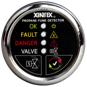 Fireboy-Xintex Propane Fume Detector w/Automatic Shut-Off Plastic Sensor - No Solenoid Valve - Chrome Bezel Display - TRAPSKI