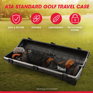 SKB Cases ATA Standard Hard Plastic Wheeled Golf Bag Travel Case, Black (2 Pack)