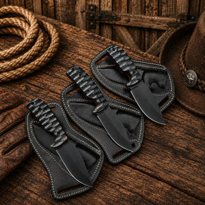Fixed Blade Western Cowboy Knife – D2 Powder Coated Blade & Ergonomic Micarta Handle with Cross Draw Sheath