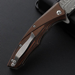 Flint Gentlemen's Damascus Pocket Knife with G10 Handle - TRAPSKI