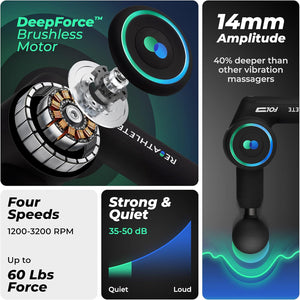 Reathlete FOLD Interchangeable Folding Percussion Massage Therapy Gun, Black