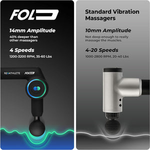 Reathlete FOLD Interchangeable Folding Percussion Massage Therapy Gun, Black