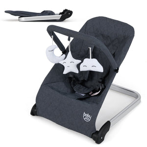 Foldable Baby Bouncer with Removable Fabric Cover and Toy Bar
