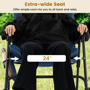 Foldable Rocking Padded Portable Camping Chair with Backrest and Armrest