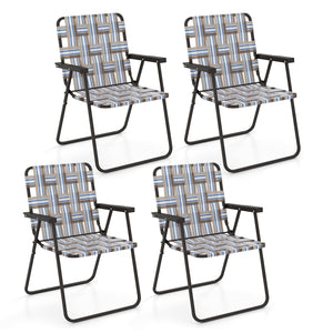 4 Pieces Folding Beach Chair Camping Lawn Webbing Chair