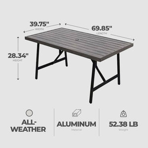 Four Seasons Courtyard Norwalk Slat Top Aluminum All Weather Patio Dining Table