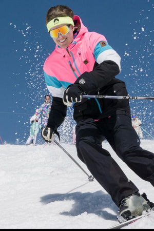Fresh Pow Men's Ski & Snowboard Jacket - Neon Pink, Blue & Black - TRAPSKI