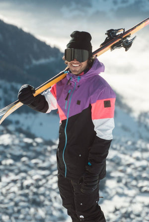 Fresh Pow Men's Ski & Snowboard Jacket - Neon Pink, Purple & Black - TRAPSKI