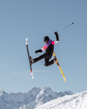 Fresh Pow Men's Ski & Snowboard Jacket - Neon Pink, Purple & Black - TRAPSKI