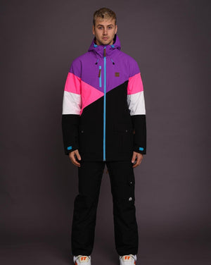 Fresh Pow Men's Ski & Snowboard Jacket - Neon Pink, Purple & Black - TRAPSKI