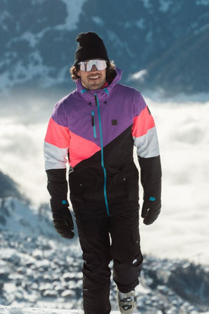 Fresh Pow Men's Ski & Snowboard Jacket - Neon Pink, Purple & Black - TRAPSKI