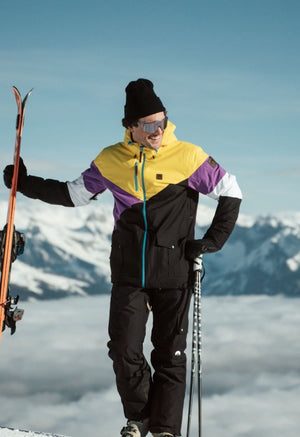 Fresh Pow Men's Ski & Snowboard Jacket - Yellow, Purple & Black - TRAPSKI