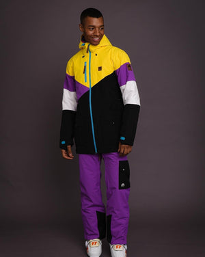 Fresh Pow Men's Ski & Snowboard Jacket - Yellow, Purple & Black - TRAPSKI