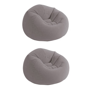Intex Inflatable Contoured Corduroy Beanless Bag Lounge Chair, Gray (2 Pack)