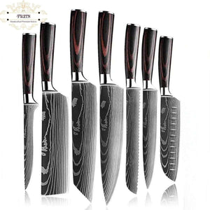 Fujin Chef's Knife Set 7 Pcs Pakkawood Handle - TRAPSKI