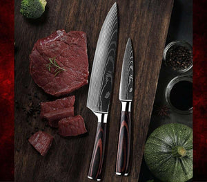 Fujin Chef's Knife Set 7 Pcs Pakkawood Handle - TRAPSKI