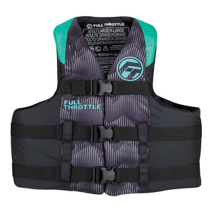 Full Throttle Adult Nylon Life Jacket - S/M - Aqua/Black - TRAPSKI