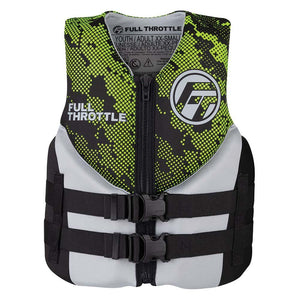 Full Throttle Junior Hinged Neoprene Life Jacket - Green - TRAPSKI