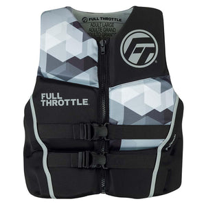Full Throttle Mens Rapid-Dry Flex-Back Life Jacket - 2XL - Black/Grey - TRAPSKI
