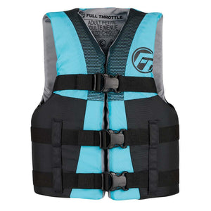 Full Throttle Teen Nylon Life Jacket - Aqua/Black - TRAPSKI