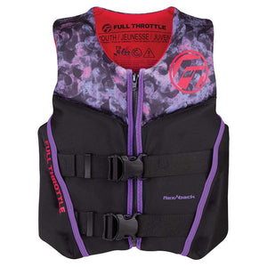 Full Throttle Youth Rapid-Dry Flex-Back Life Jacket - Pink/Black - TRAPSKI