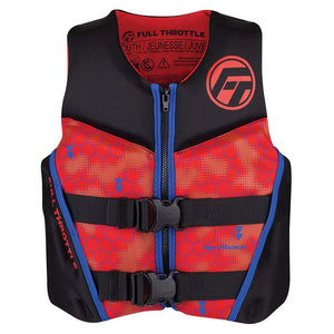 Full Throttle Youth Rapid-Dry Flex-Back Life Jacket - Red/Black - TRAPSKI