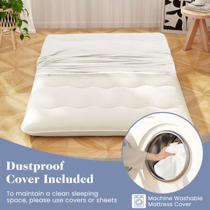 Queen/King/Twin/Full Futon Mattress Floor Sleeping Pad with Washable Cover Beige